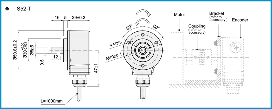 product-HENGXIANG-S52 servo motor encoder ABZUVW signal M23 connector solid shaft 8mm 5000 resolutio
