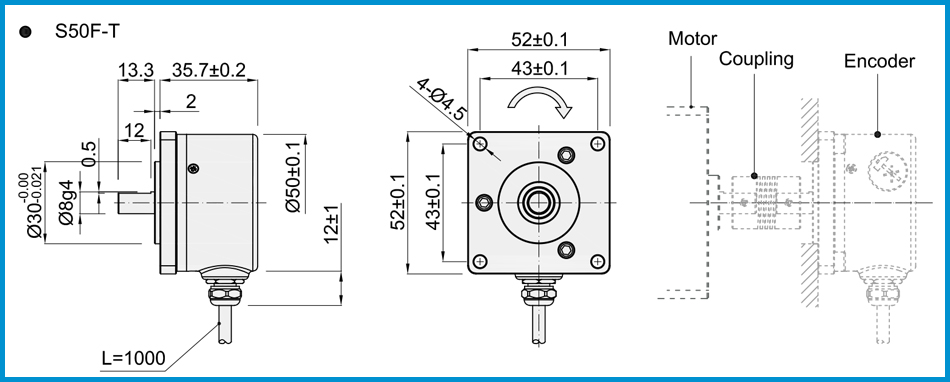 product-S50F Stainless Steel Shaft Mounted Encoder , Flange Incremental Rotary Encoder External Diam-1