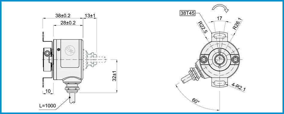 product-HENGXIANG-K38 hollow shaft encoder mechanical encoder 4096 resolution external diameter 38mm