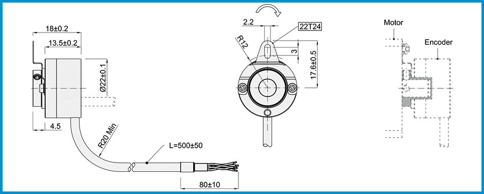 product-HENGXIANG-External Diameter 22mm Miniature Rotary Encoder K22 Differential Output Slew Speed