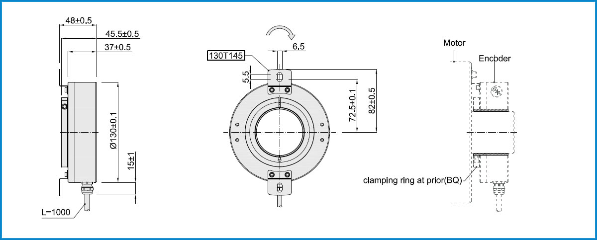 product-HENGXIANG-K130 High Resolution Encoder Installation mounting hole dia 145mm hollow shaft enc