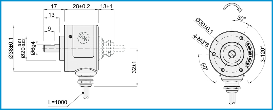 product-HENGXIANG-S38 Elevator Encoder 3 pin rotary encoder with connector optical rotary encoders 6