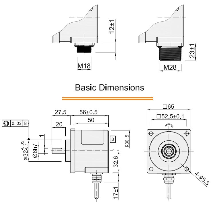 Automantion machine 65mm durable solid shaft encoder S65